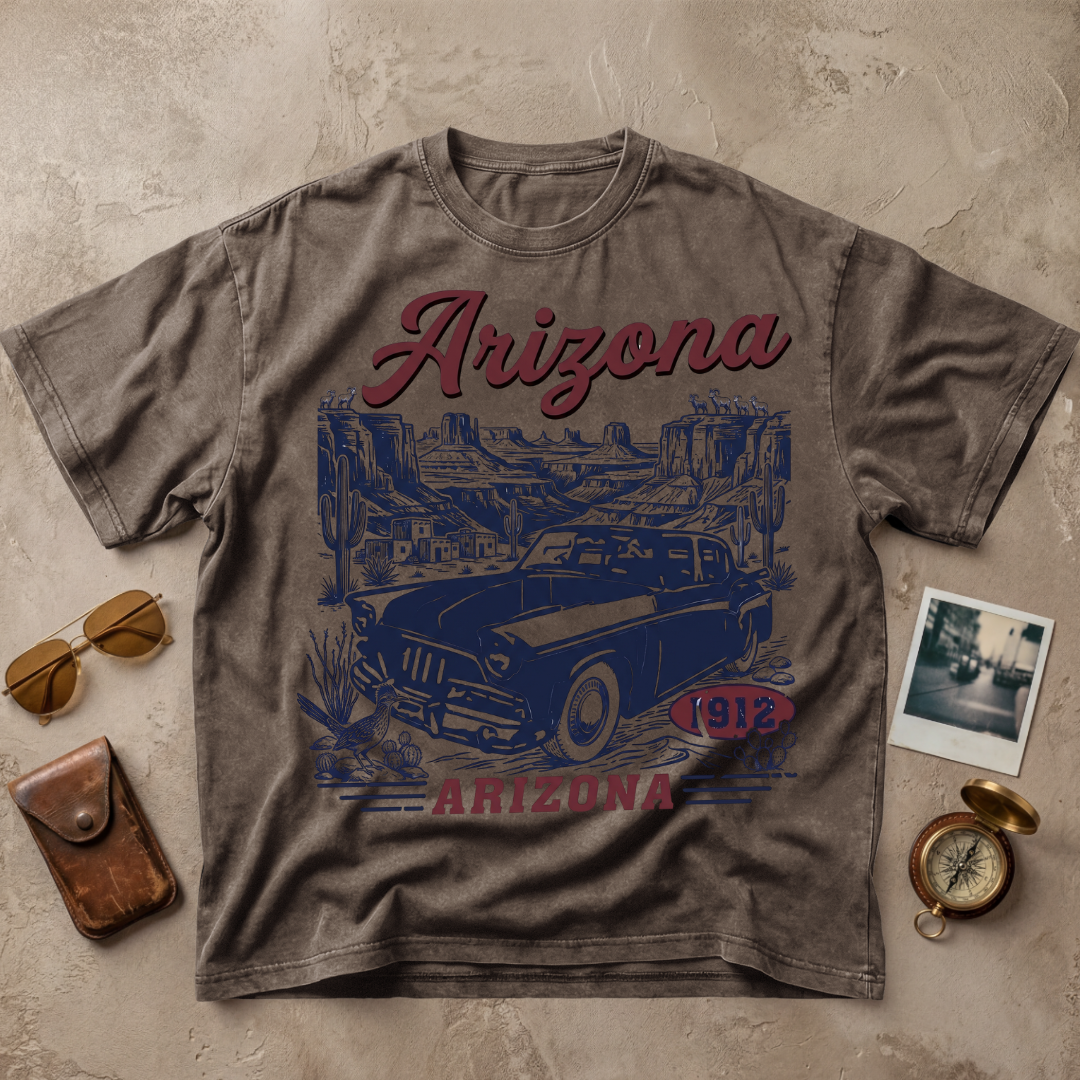 Arizona 1912 Vintage Retro Car Desert Graphic Tee