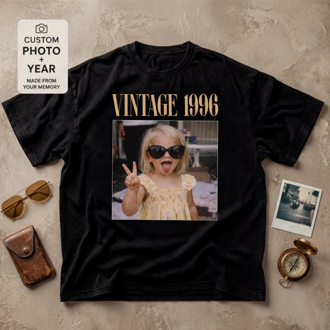 Personalized Vintage Year Photo Tee
