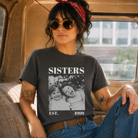 Personalized Sisters Est Year Photo Tee