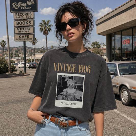 Personalized Vintage Year Photo Polaroid Tee