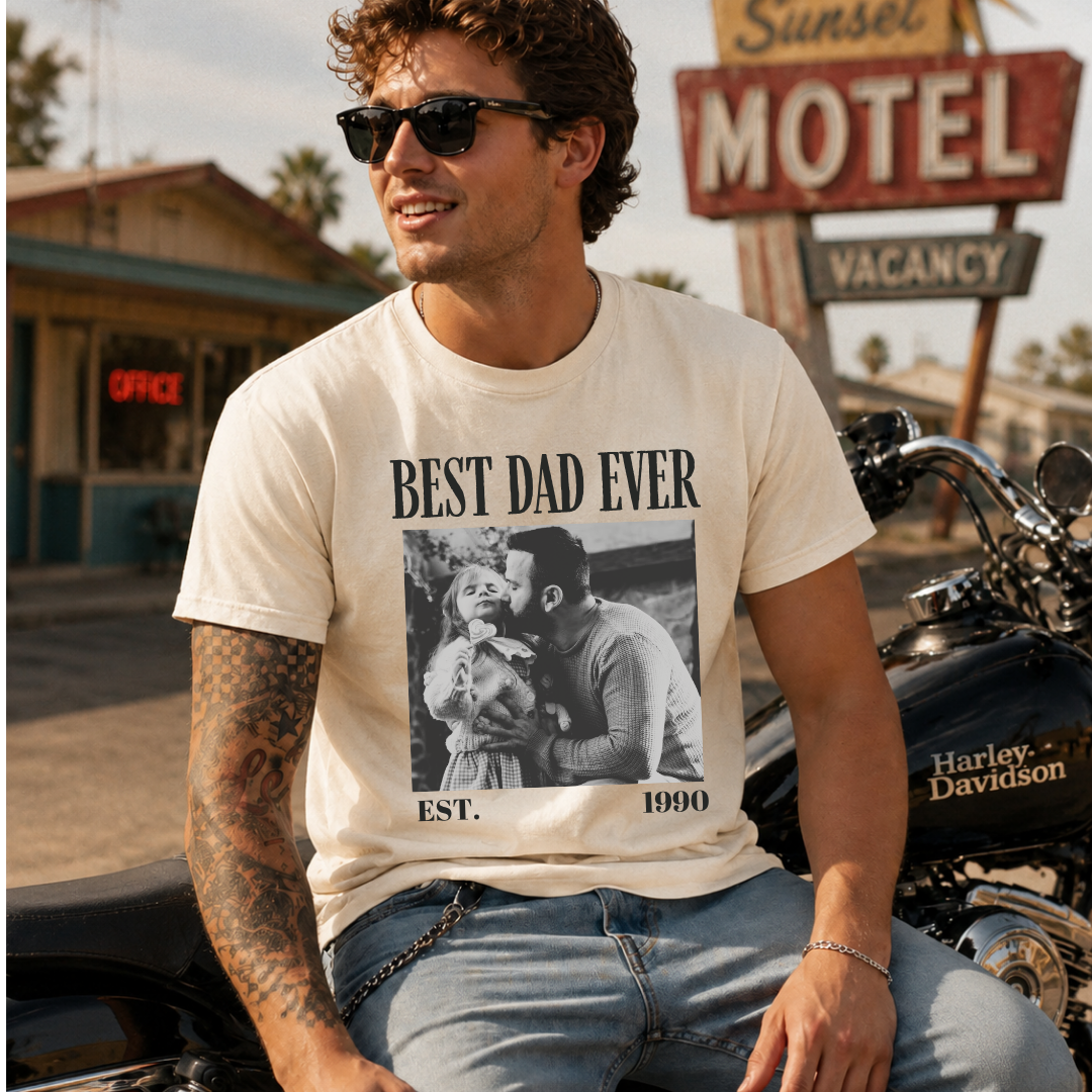 Personalized Best Dad Ever Est Year Photo Tee