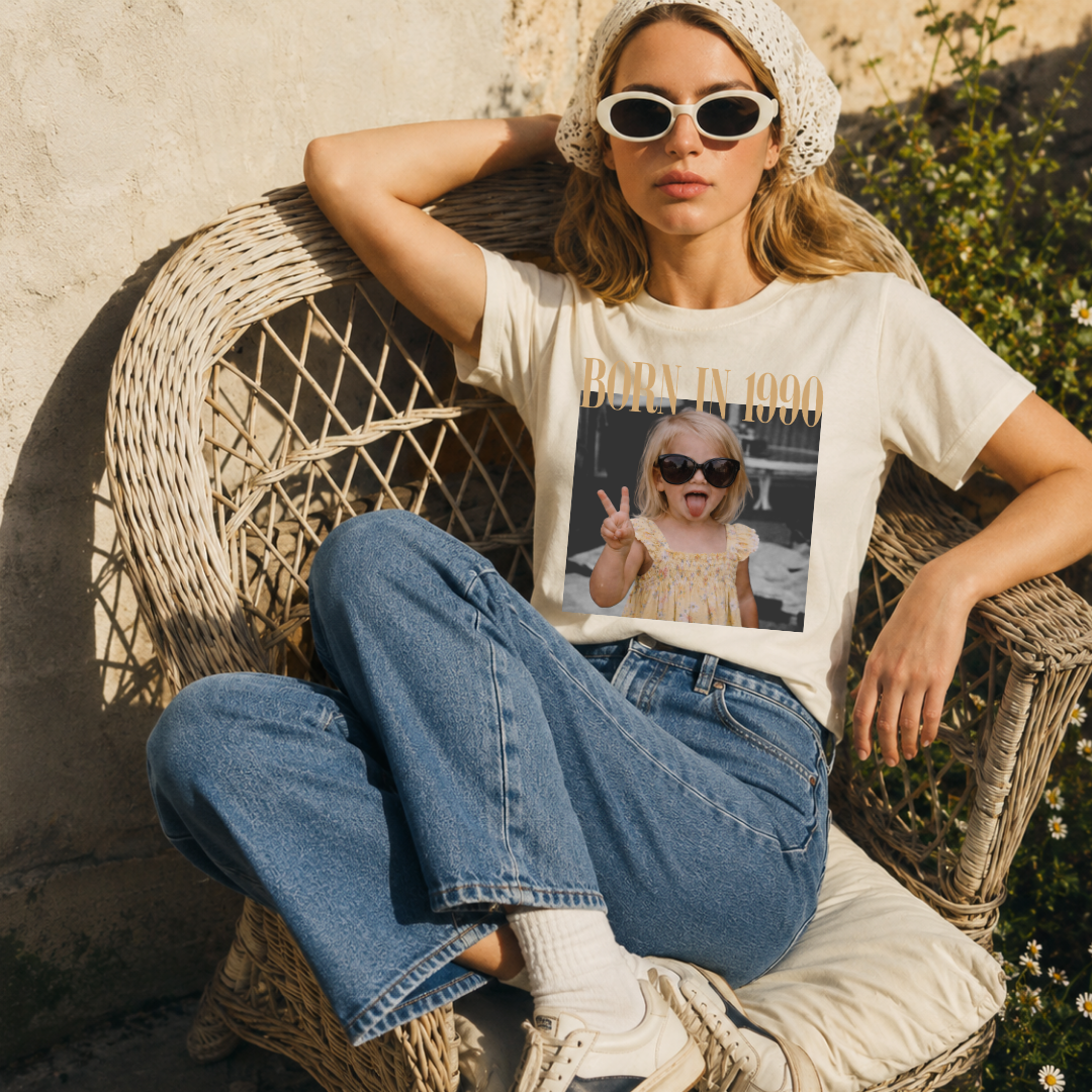 Personalized Born In Custom Year Photo Vintage Tee