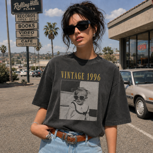 Personalized Vintage Year Black and White Photo Tee