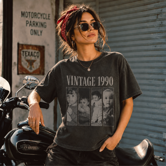 Personalized Vintage Year Multi Photo Tee