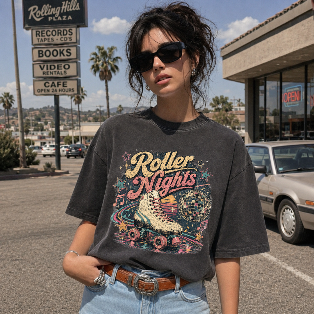 Roller Nights Vintage Retro Tee