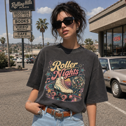 Roller Nights Vintage Retro Tee
