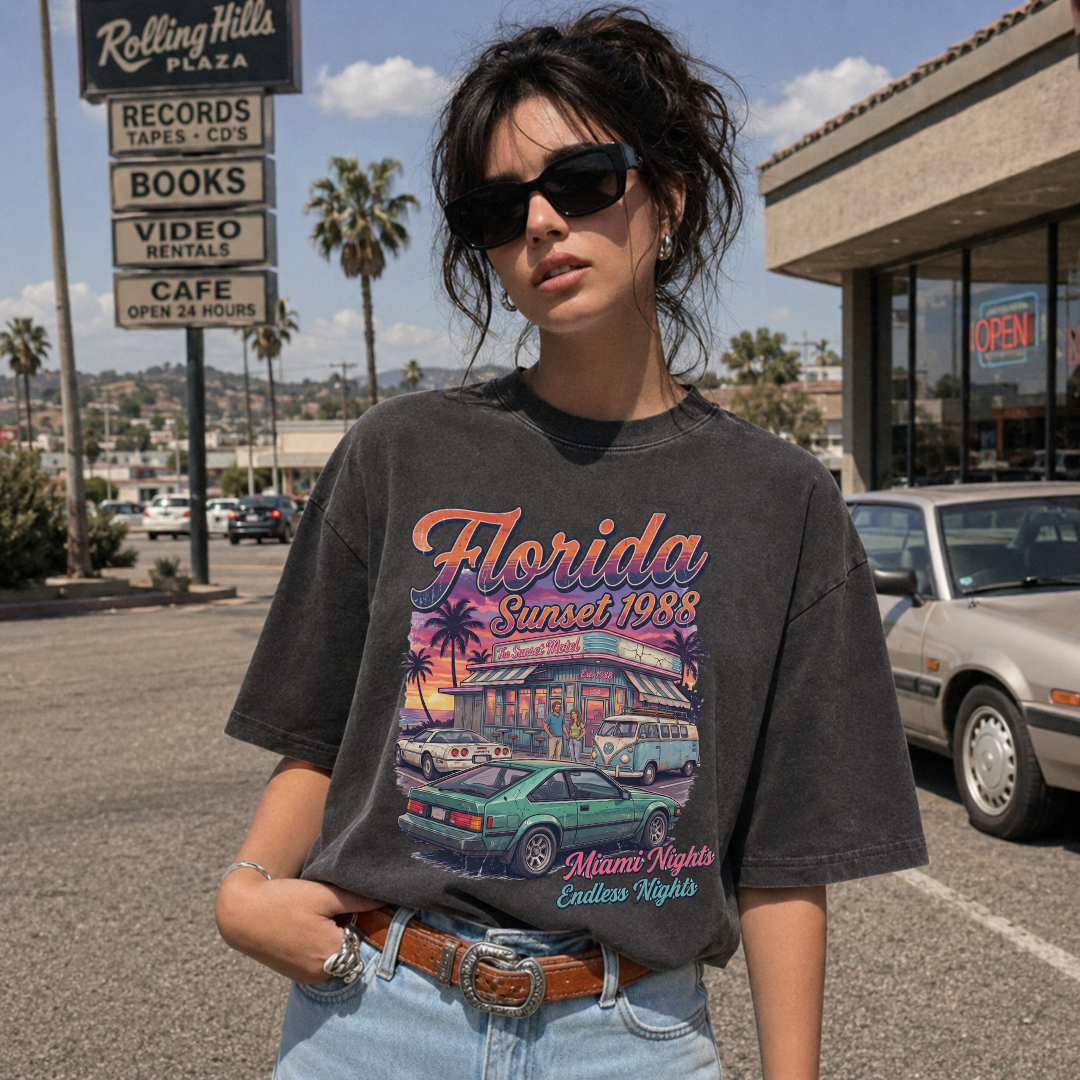 Florida Sunset 1988 Vintage Retro