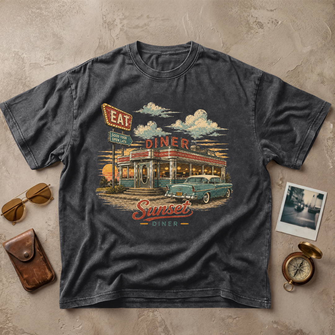 Sunset Diner Vintage Retro Roadside