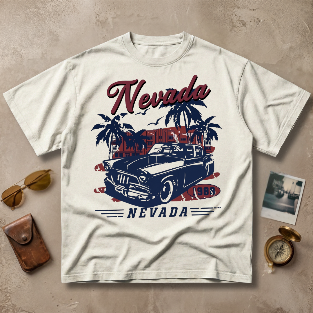 Nevada 1980 Vintage Retro Car Desert Graphic Tee