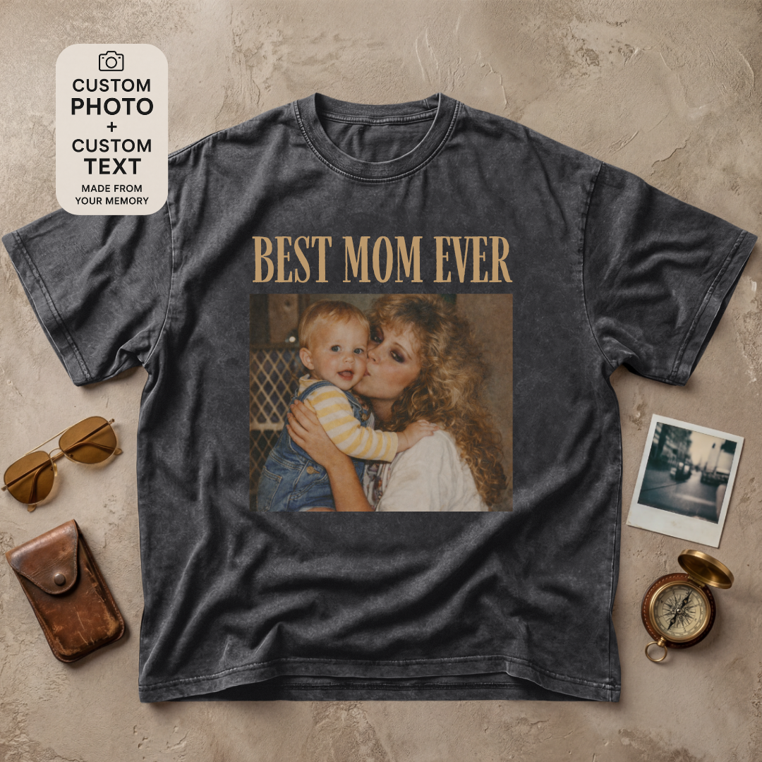 Personalized Best Mom Ever Custom Photo Vintage Tee