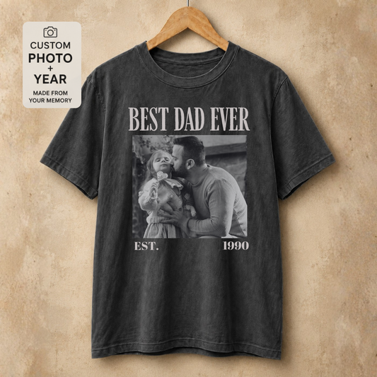 Personalized Best Dad Ever Est Year Photo Tee