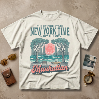 New York Time Manhattan Vintage City Graphic Tee
