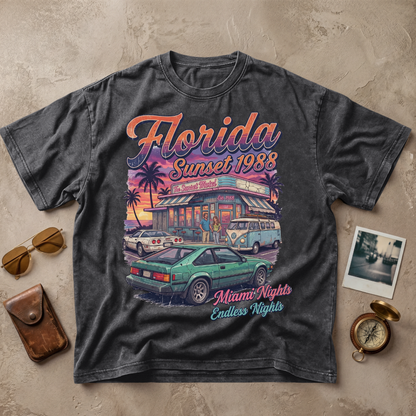 Florida Sunset 1988 Vintage Retro