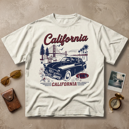 California 1980 Vintage Retro Car Coastal Graphic Tee