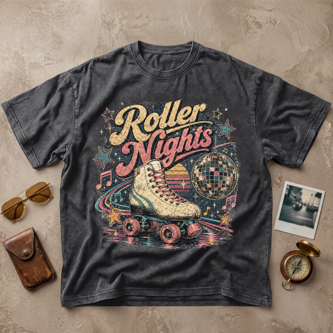Roller Nights Vintage Retro Tee