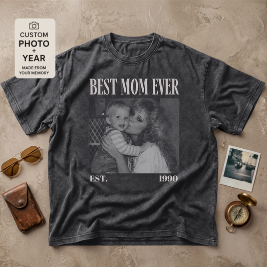 Personalized Best Mom Ever Est Year Photo Tee