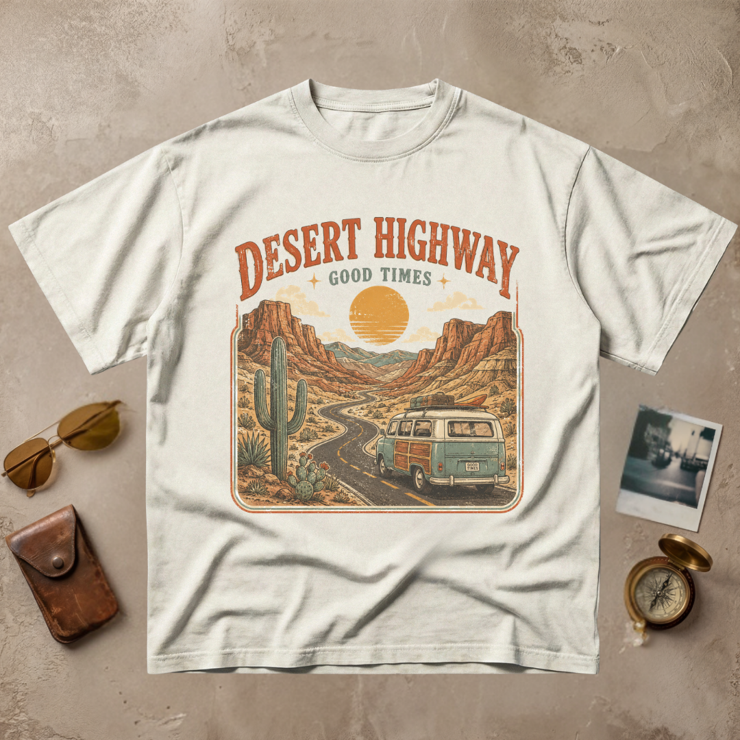 Desert Highway Good Times Vintage Road Trip Tee