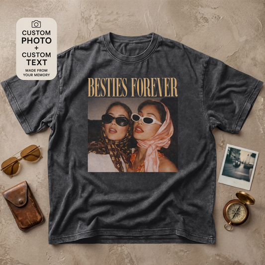 Personalized Besties Forever Custom Photo Vintage Tee