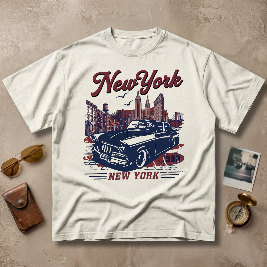 New York 1980 Vintage Retro Car City Graphic Tee