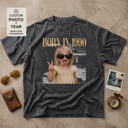 Personalized Born In Custom Year Photo Vintage Tee