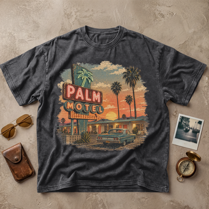 Palm Motel Vintage Sunset Retro