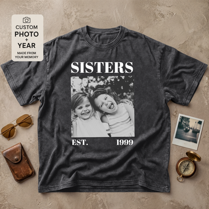 Personalized Sisters Est Year Photo Tee