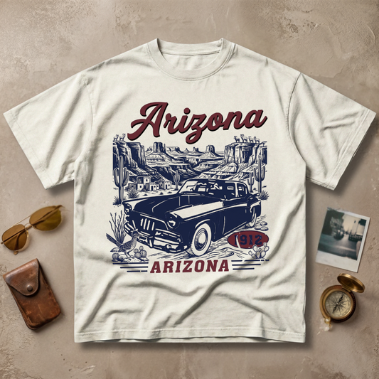 Arizona 1912 Vintage Retro Car Desert Graphic Tee