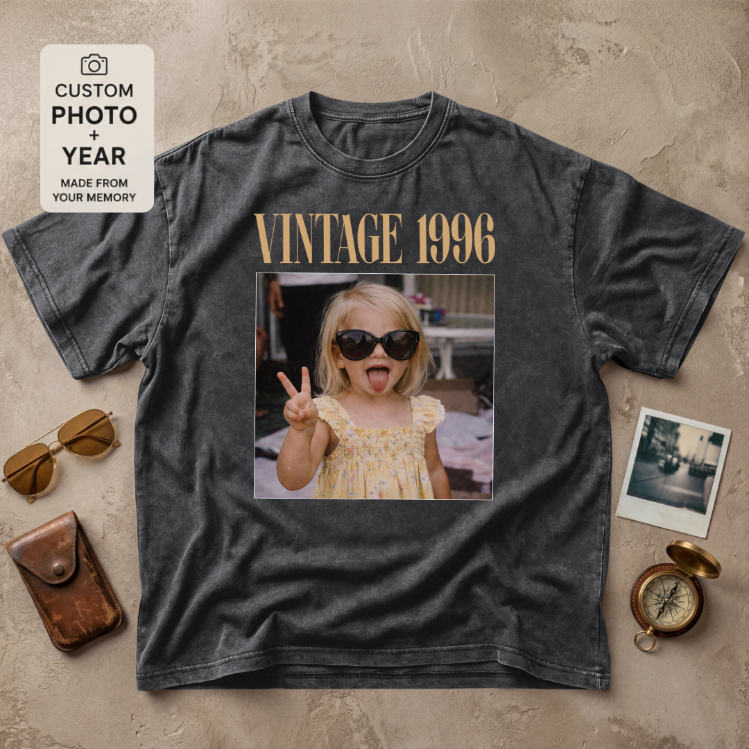 Personalized Vintage Year Photo Tee