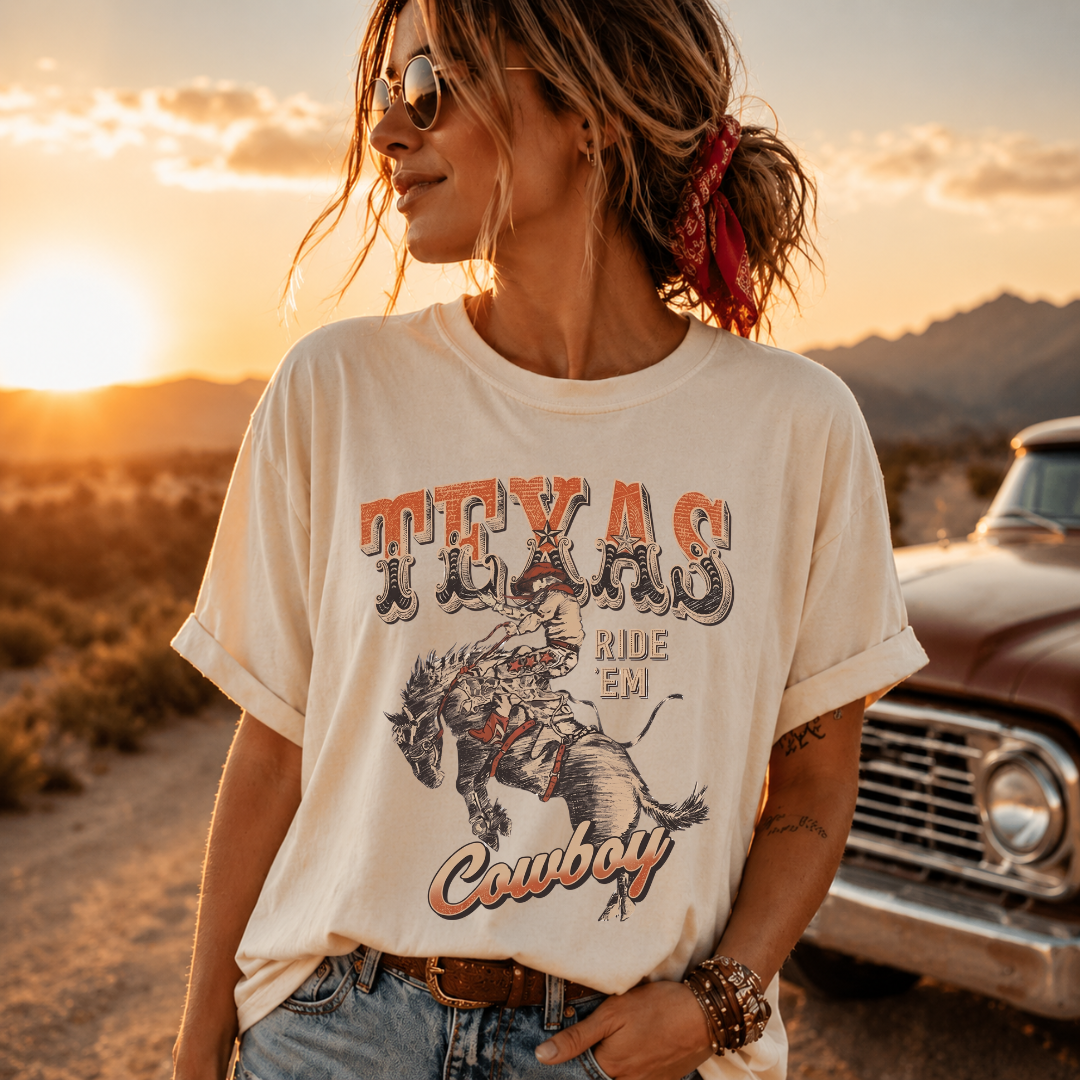 Texas Ride Em Cowboy Vintage Western