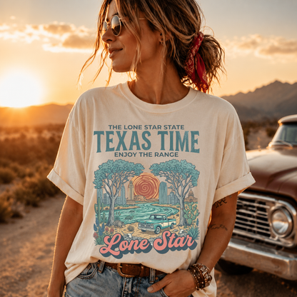 Texas Time Lone Star Vintage Western Graphic Tee