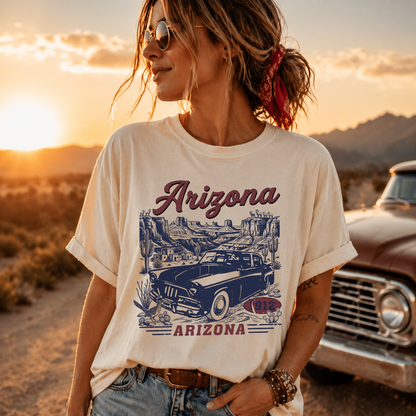 Arizona 1912 Vintage Retro Car Desert Graphic Tee