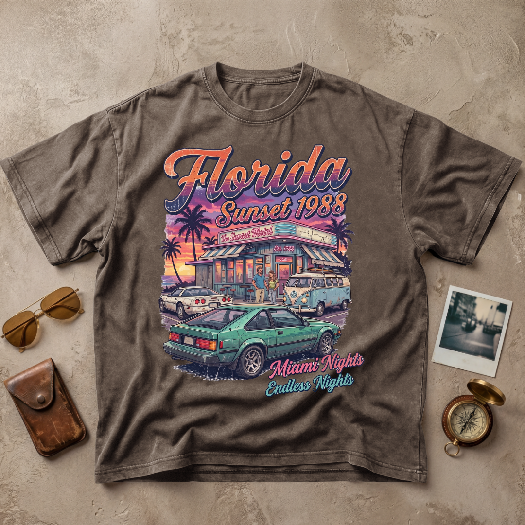 Florida Sunset 1988 Vintage Retro