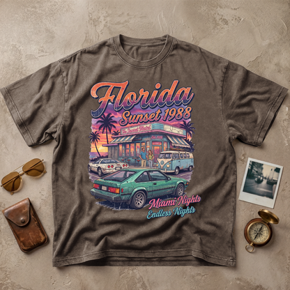 Florida Sunset 1988 Vintage Retro