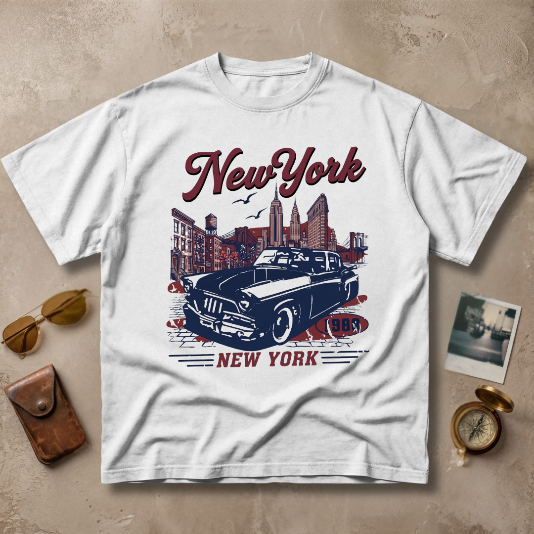 New York 1980 Vintage Retro Car City Graphic Tee