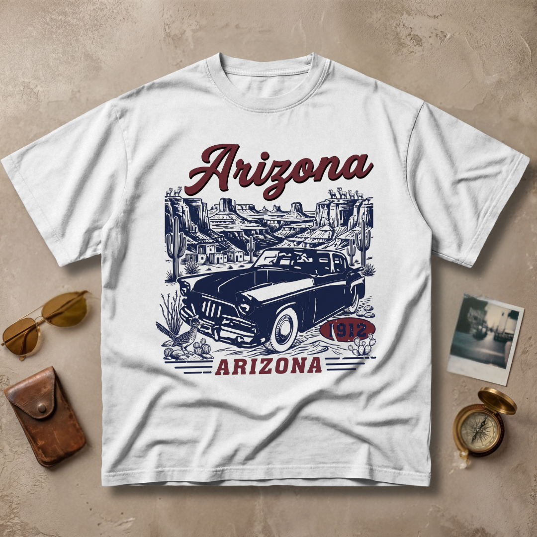 Arizona 1912 Vintage Retro Car Desert Graphic Tee