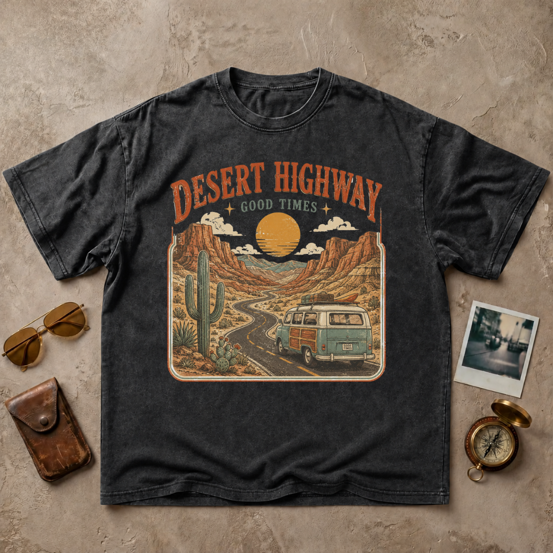 Desert Highway Good Times Vintage Road Trip Tee