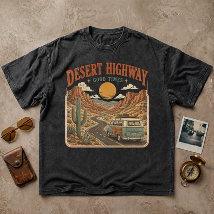 Desert Highway Good Times Vintage Road Trip Tee
