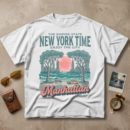 New York Time Manhattan Vintage City Graphic Tee