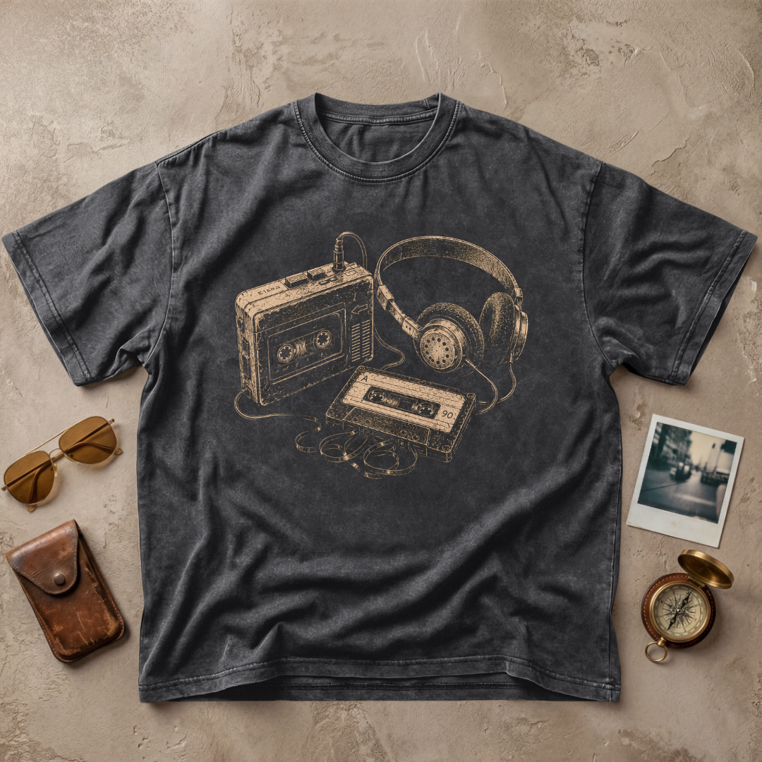 Vintage Cassette Tape & Headphones Graphic Tee