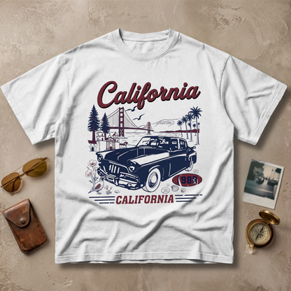 California 1980 Vintage Retro Car Coastal Graphic Tee