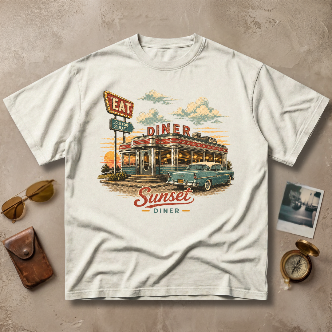 Sunset Diner Vintage Retro Roadside