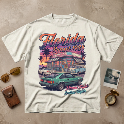 Florida Sunset 1988 Vintage Retro