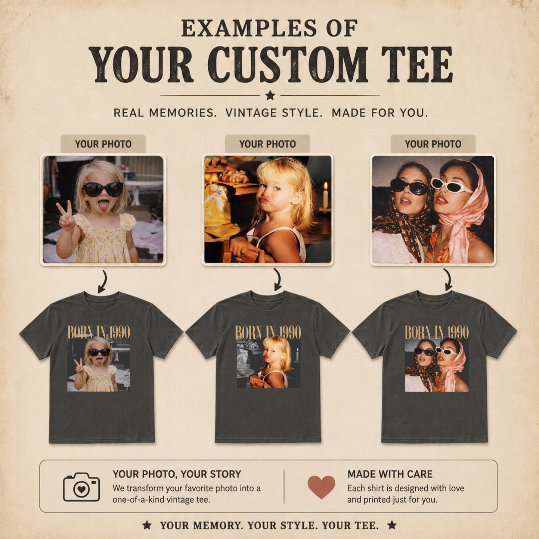 Personalized Born In Custom Year Photo Vintage Tee