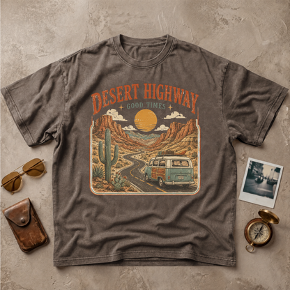 Desert Highway Good Times Vintage Road Trip Tee
