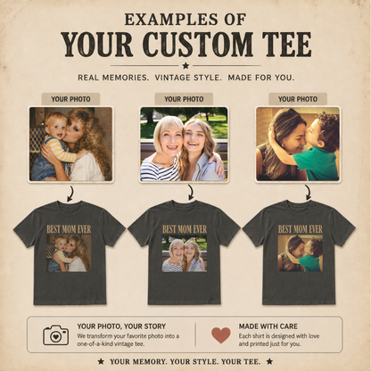 Personalized Best Mom Ever Custom Photo Vintage Tee