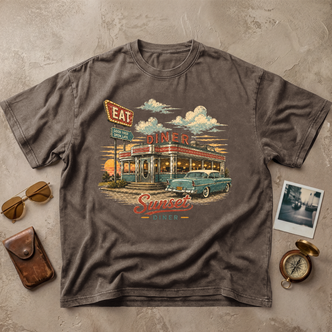 Sunset Diner Vintage Retro Roadside