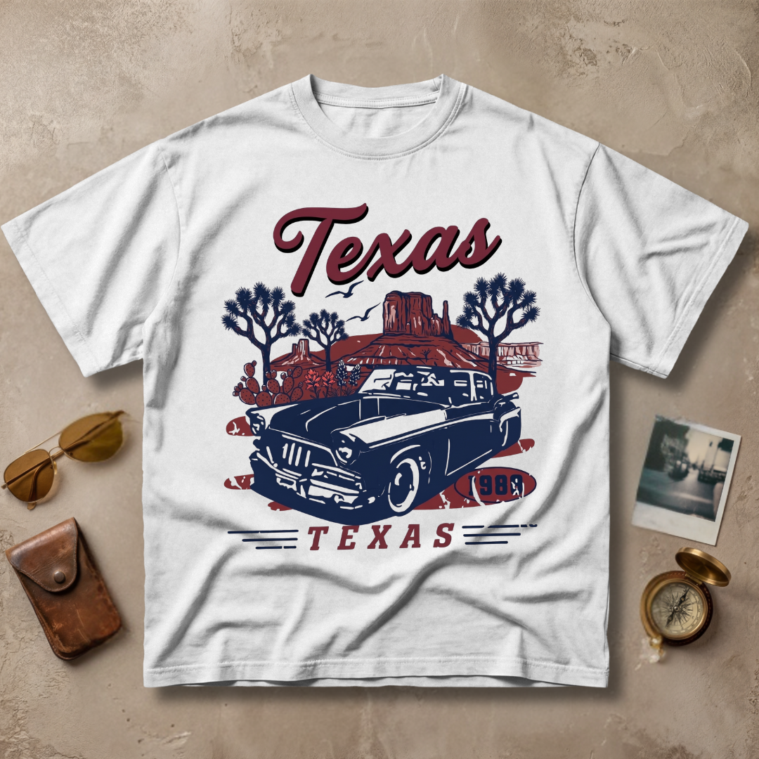 Texas 1980 Vintage Retro Car Western Graphic Tee