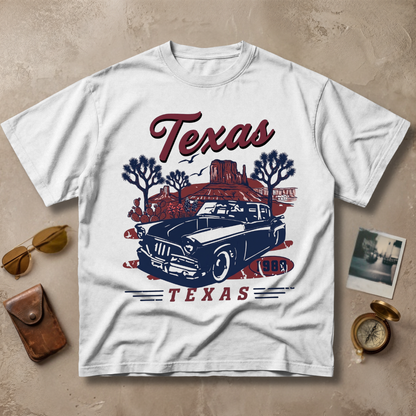 Texas 1980 Vintage Retro Car Western Graphic Tee