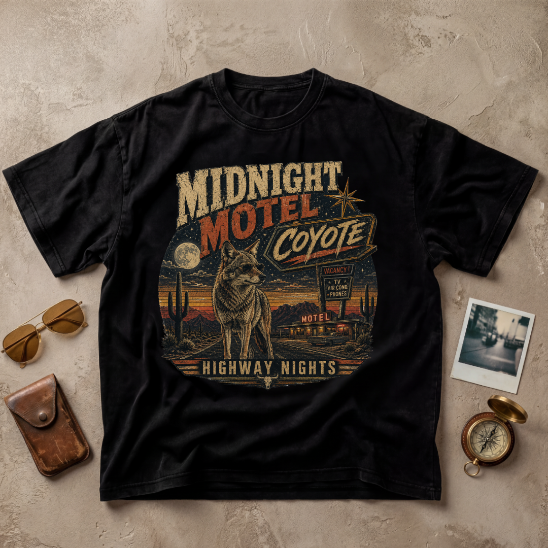 Midnight Motel Coyote Vintage Desert Tee
