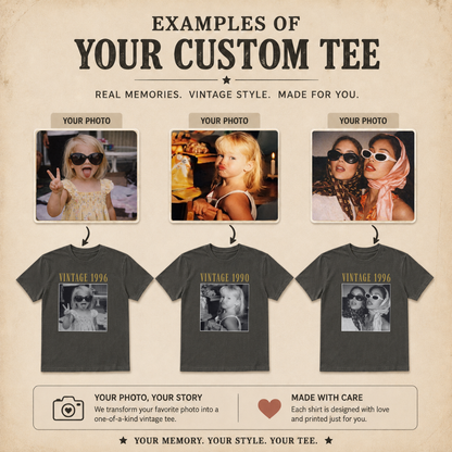 Personalized Vintage Year Black and White Photo Tee